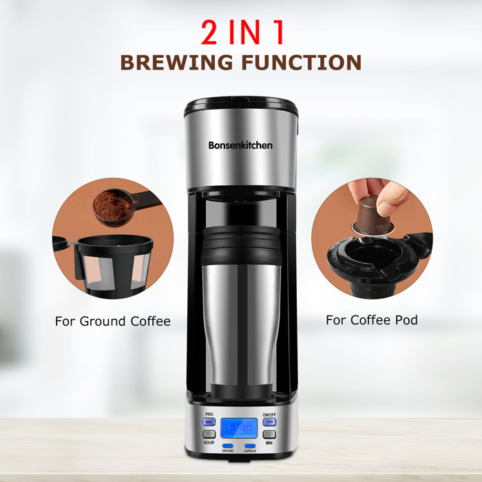 Bonsenkitchen Programmable Single Serve Coffee & Espresso Maker